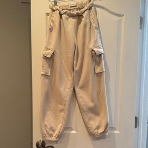 Cream Cargo Jogger Pants